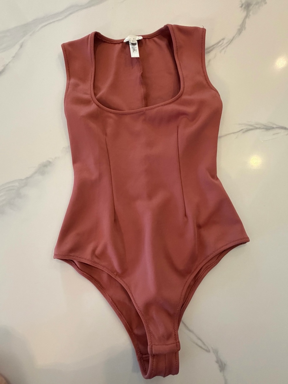 FLEUR DU MAL Square Neck Bodysuit Dusty Rose Pink XS
